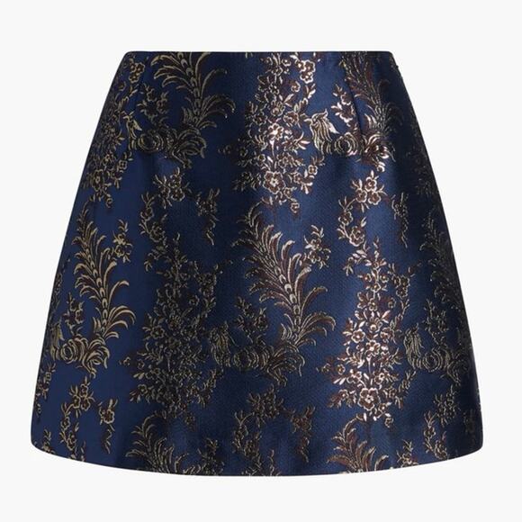 Hill House The Hallie Skirt in Navy Bird Brocade Size XS - Picture 1 of 7